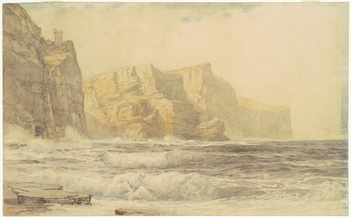 Baldart Castle, Kilkee, County Clare, Ireland by William Trost Richards (American, 1833 - 1905), 16X12"(A3)Poster Print