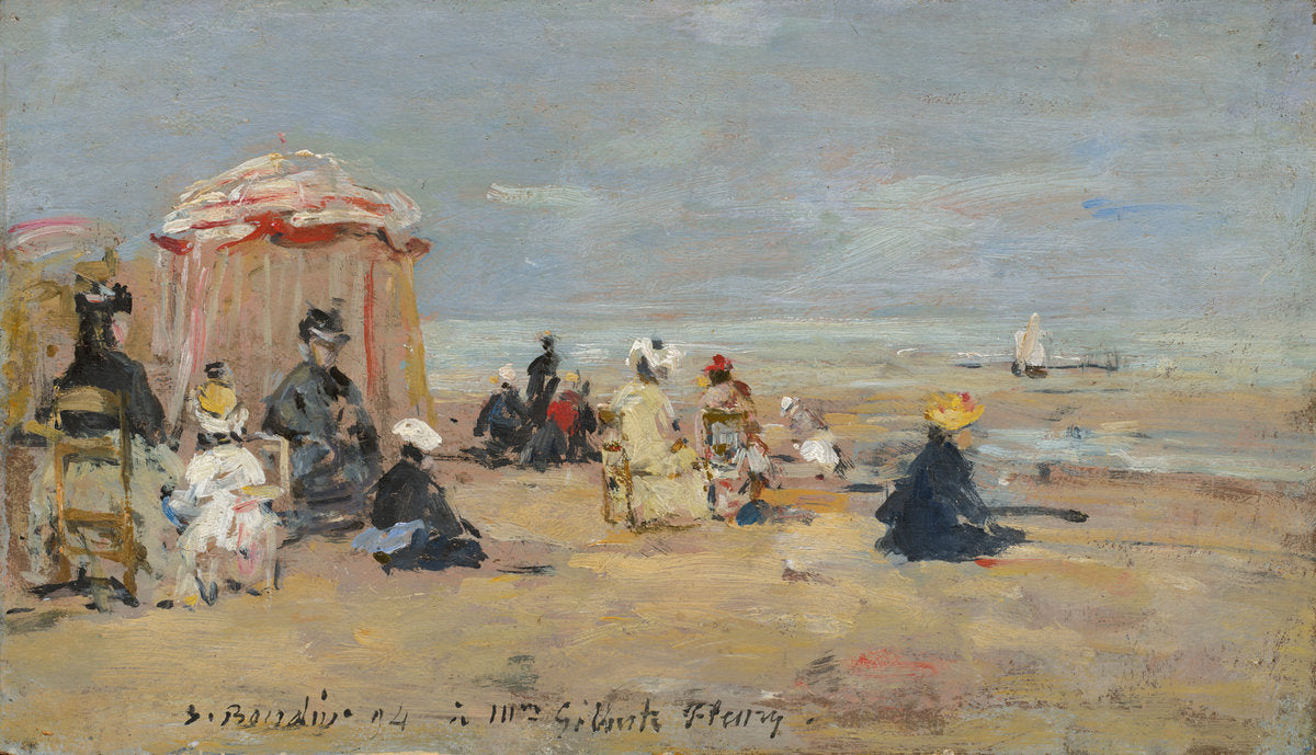 On the Beach by Eugène Boudin (French, 1824 - 1898), 16X12"(A3)Poster Print