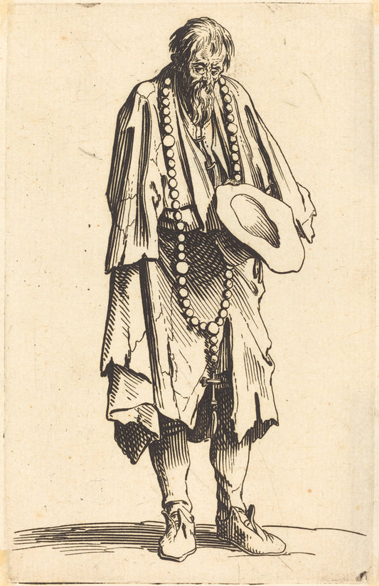 Beggar with Rosary by Jacques Callot (French, 1592 - 1635), 16X12"(A3)Poster Print