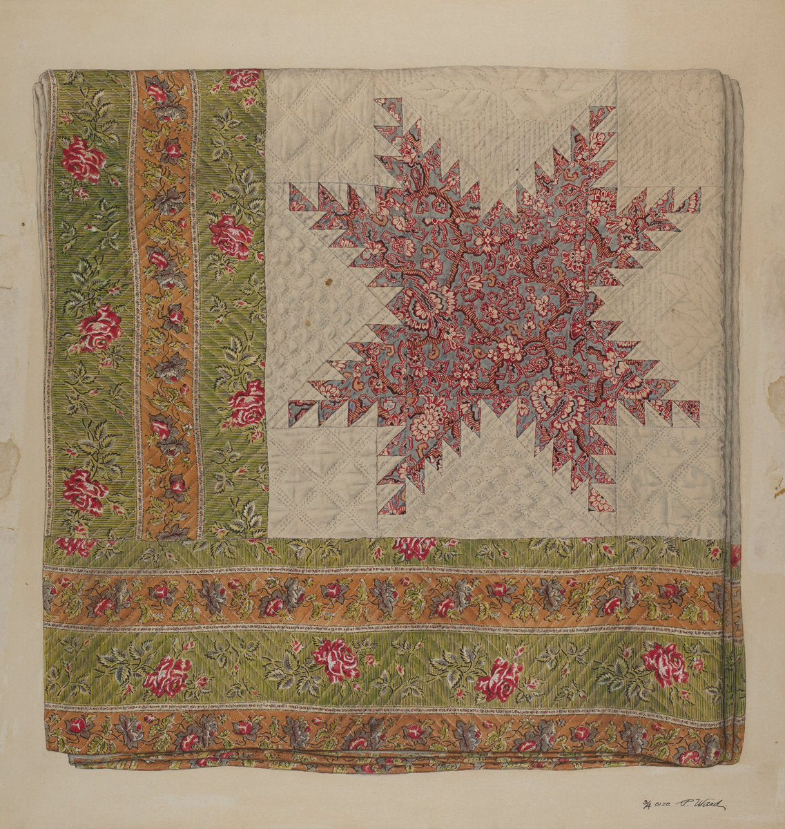 Quilt by Paul Ward (American, active c. 1935), 16X12"(A3)Poster Print