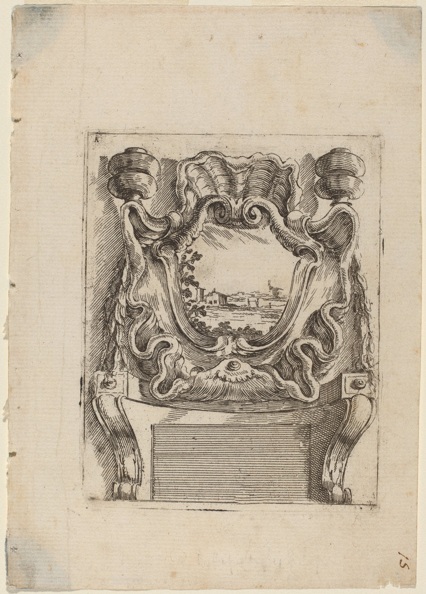Architectural Motif with a Landscape by Carlo Antonio Buffagnotti (Italian, c. 1660 - after 1710), 16X12"(A3)Poster Print