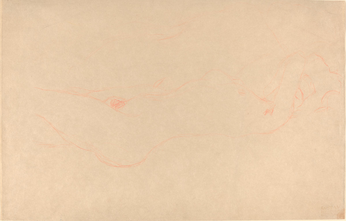 Reclining Woman by Gustav Klimt (Austrian, 1862 - 1918), 16X12"(A3)Poster Print