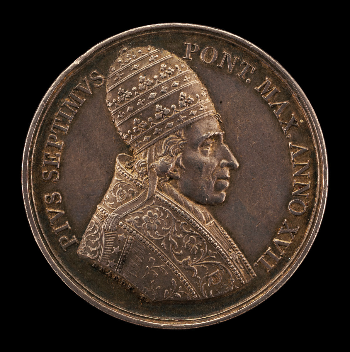 Pius VII (Barnaba Chiaramonti, 1742-1823), Pope 1800 [obverse] by Henri François Brandt (Swiss, 1789 - 1845), 16X12"(A3)Poster Print