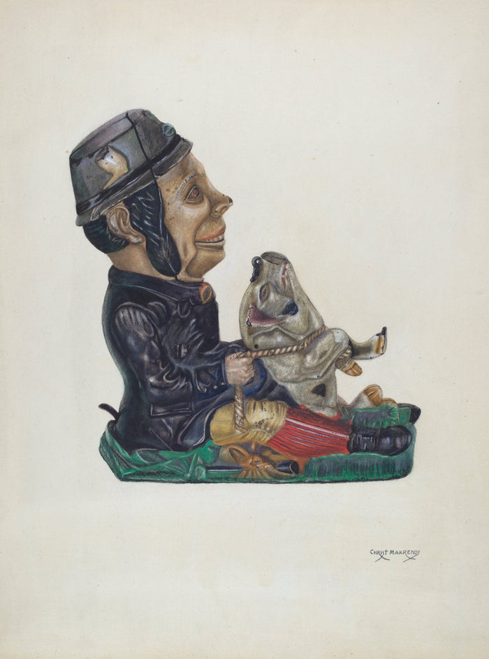 Toy Bank: Paddy and the Pig by Chris Makrenos (American, active c. 1935), 16X12