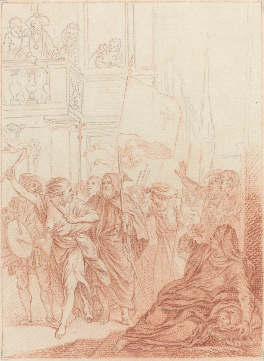 Mayenne qui de loin voit leur folle Entreprise... by Hubert François Gravelot (French, 1699 - 1773), 16X12"(A3)Poster Print