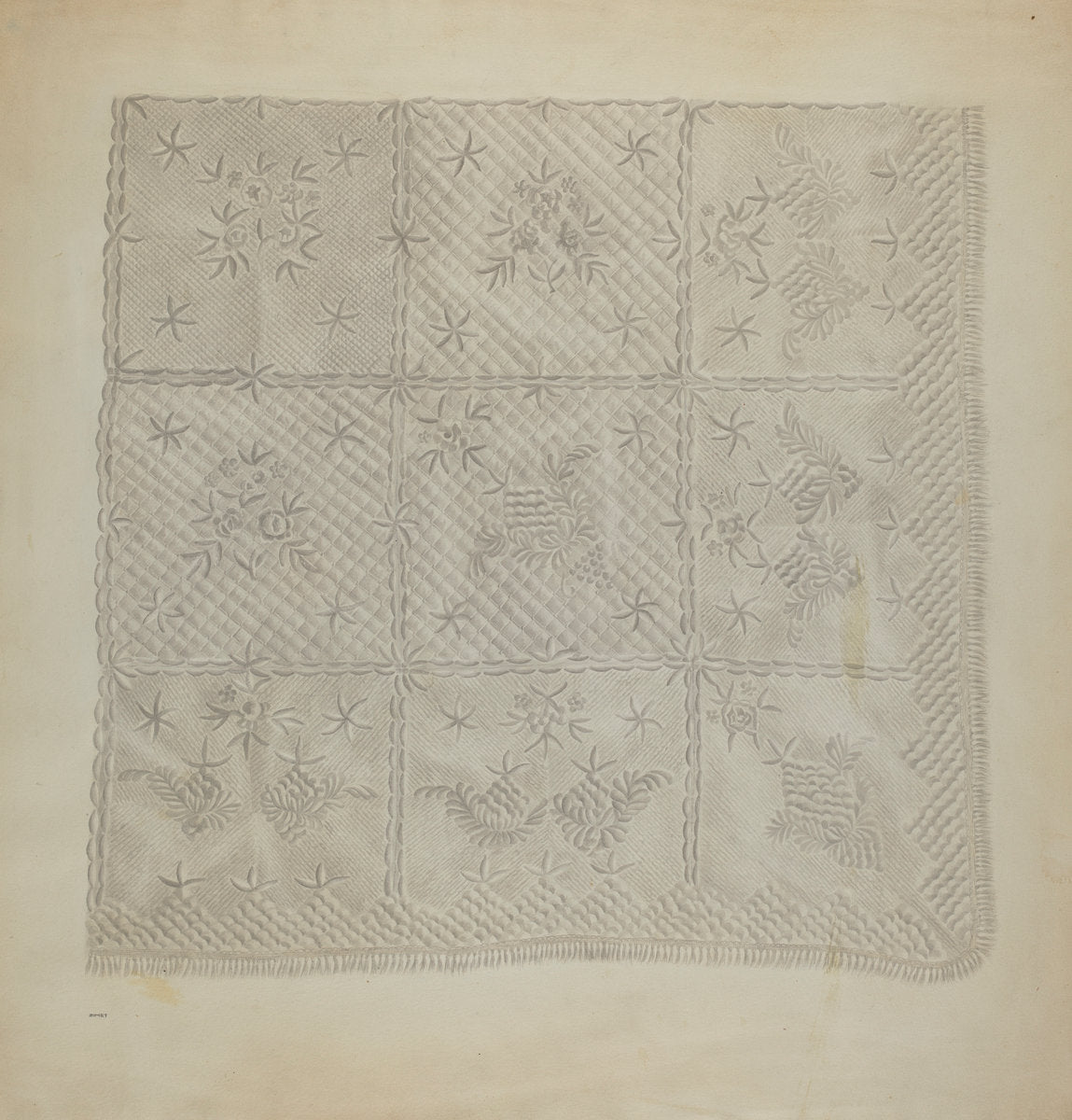Quilted Coverlet by A. Zimet (American, active c. 1935), 16X12"(A3)Poster Print