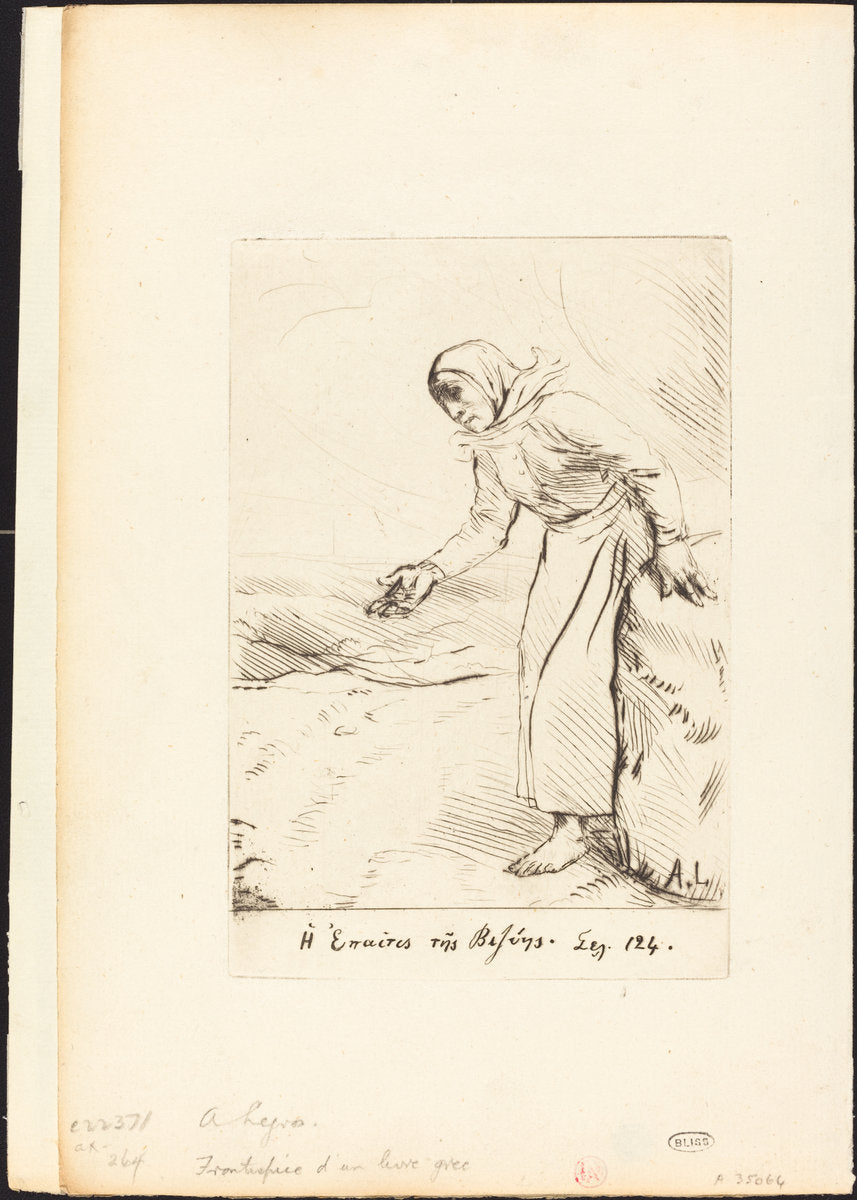 Frontispiece (The Beggar Woman of Veze) by Alphonse Legros (French, 1837 - 1911), 16X12"(A3)Poster Print