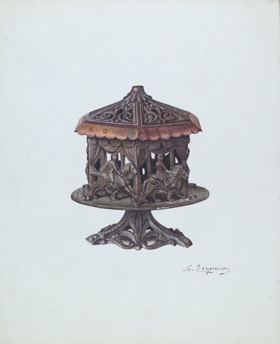 Cast Iron Bank: Merry go Round by Sarkis Erganian (American, active c. 1935), 16X12"(A3)Poster Print