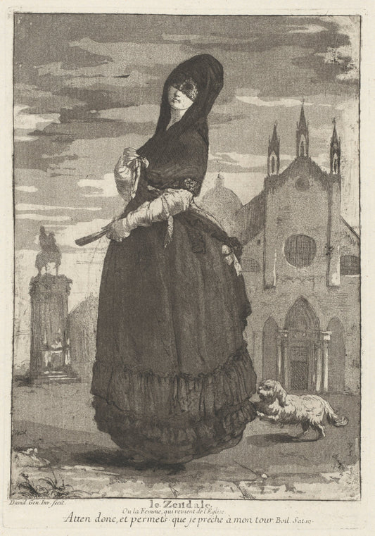 Le Zendale (Woman in a Hood, or the Woman Returning from Church) by Giovanni David (Italian, 1743 - 1790), 16X12"(A3)Poster Print