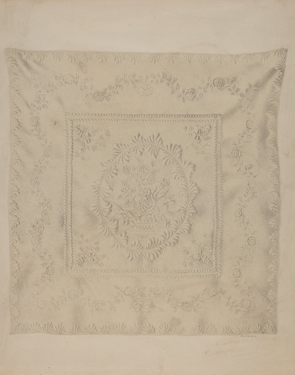 Quilt Coverlet by Minnetta Good (American, 1895 - 1946), 16X12"(A3)Poster Print