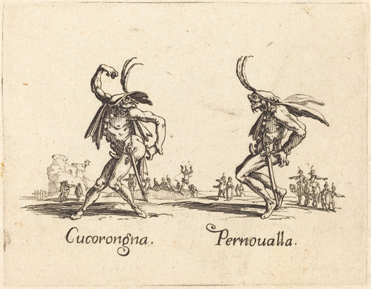 Cucorongna and Pernoualla by Jacques Callot (French, 1592 - 1635), 16X12"(A3)Poster Print