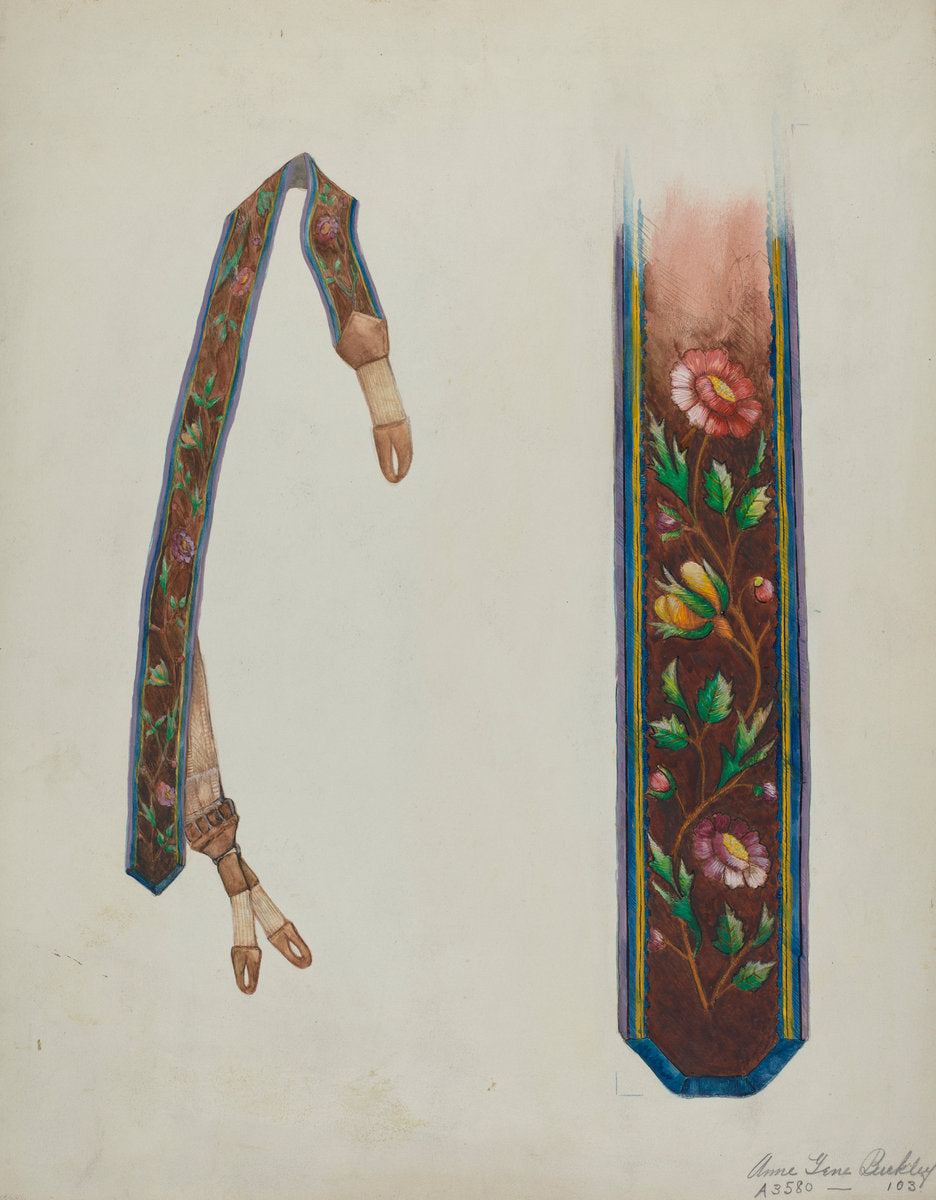 Silk Embroidered Suspenders by Ann Gene Buckley (American, active c. 1935), 16X12"(A3)Poster Print