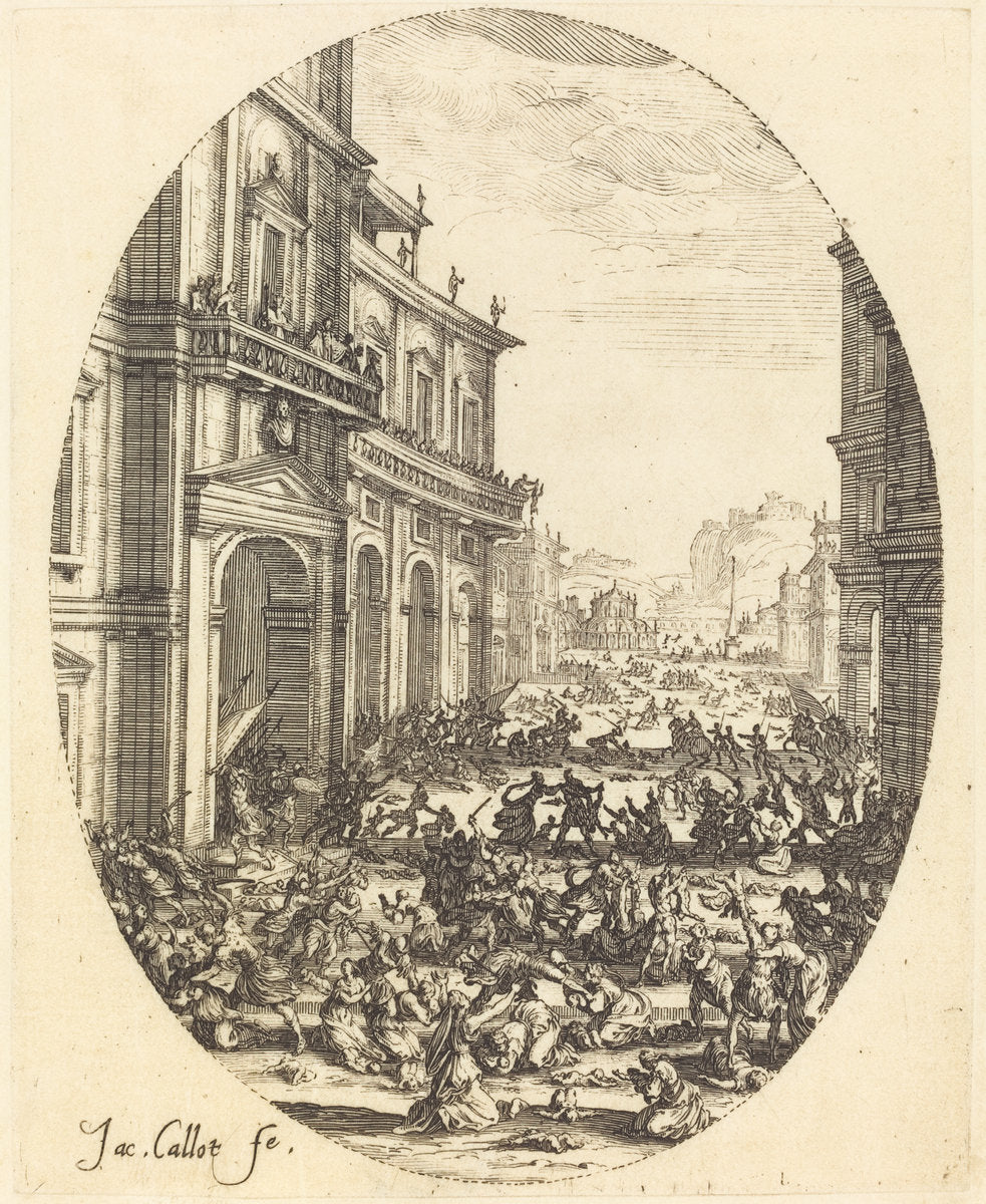 The Massacre of the Innocents, Second Plate by Jacques Callot (French, 1592 - 1635), 16X12"(A3)Poster Print