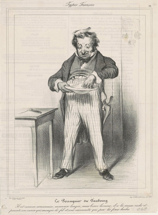 Le Perruquier du Faubourg by Honoré Daumier (French, 1808 - 1879), 16X12"(A3)Poster Print