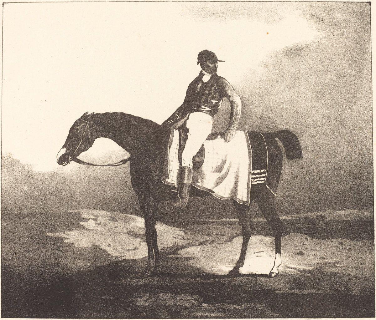 British Horse and Jockey by Louis-Pierre-Marie Courtin after Théodore Gericault (French, born 1788), 16X12"(A3)Poster Print