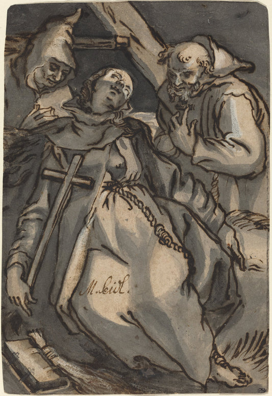 Saint Euphrosyne by Attributed to Melchior Steidl after Abraham Bloemaert (Austrian, 1657 - 1727), 16X12"(A3)Poster Print