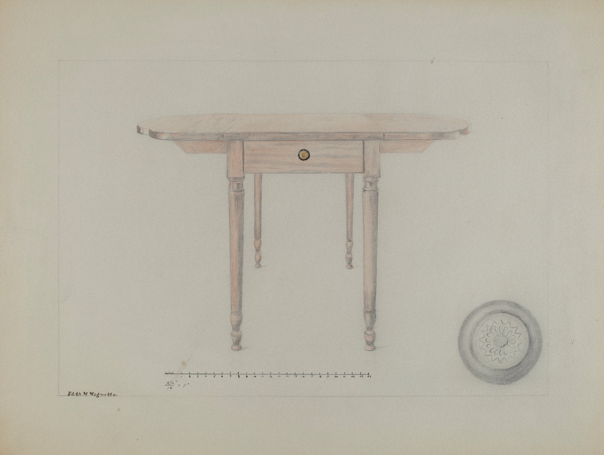 Sheraton Table by Edith Magnette (American, active c. 1935), 16X12"(A3)Poster Print