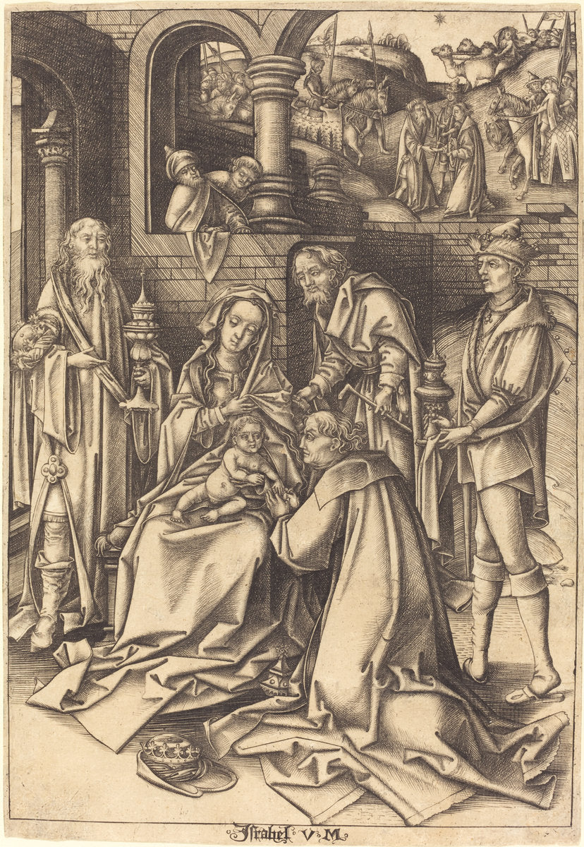The Adoration of the Magi by Israhel van Meckenem after Hans Holbein the Elder (German, c. 1445 - 1503), 16X12"(A3)Poster Print