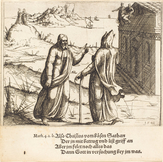 The Temptation of Christ by Augustin Hirschvogel (German, 1503 - 1553), 16X12"(A3)Poster Print