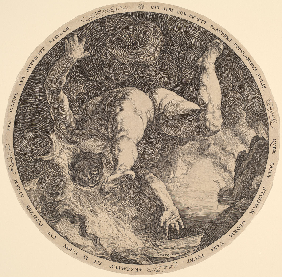 Ixion by Hendrik Goltzius, after Cornelis Cornelisz van Haarlem (Dutch, 1558 - 1617), 16X12"(A3)Poster Print