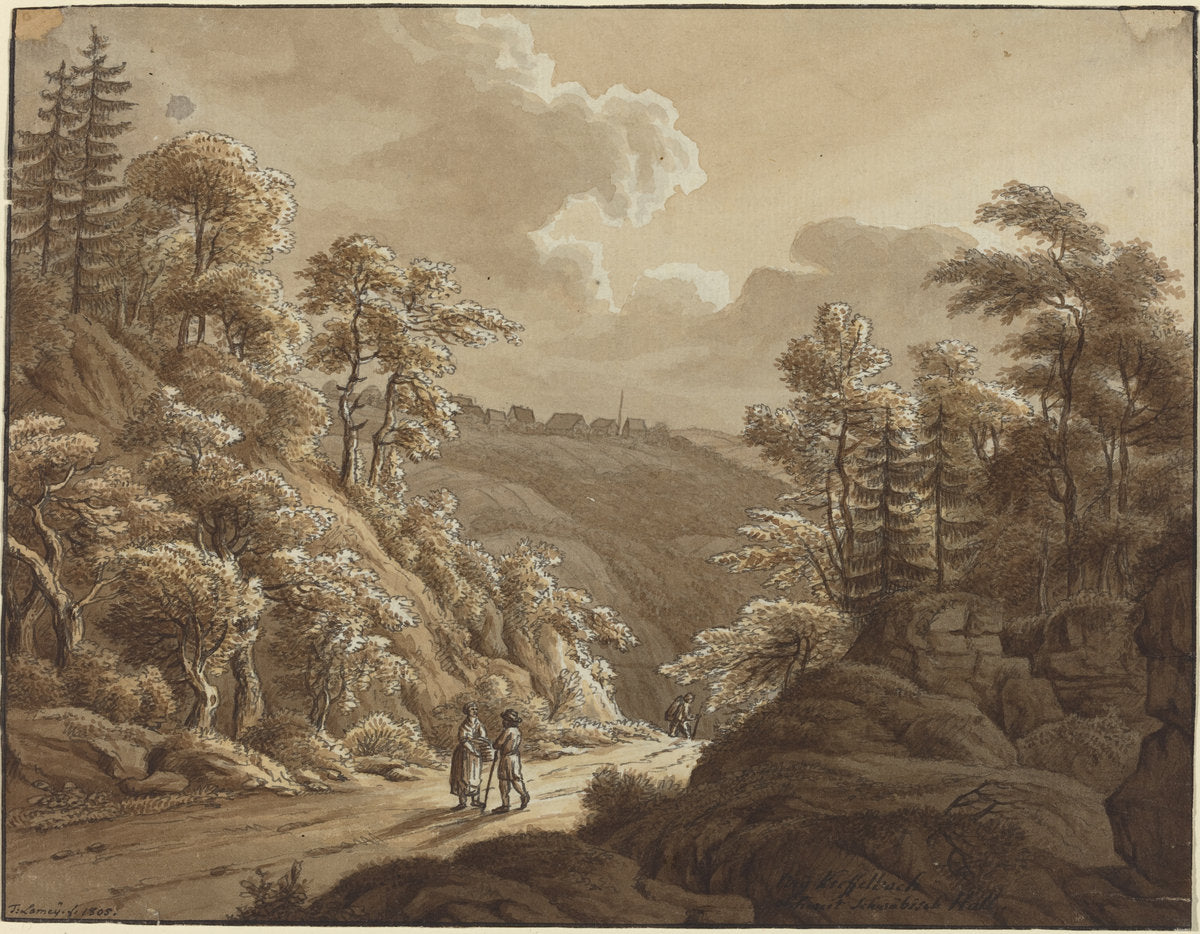 Road through the Woods near Kresselbach by T. Lamey (German, active 1805), 16X12"(A3)Poster Print
