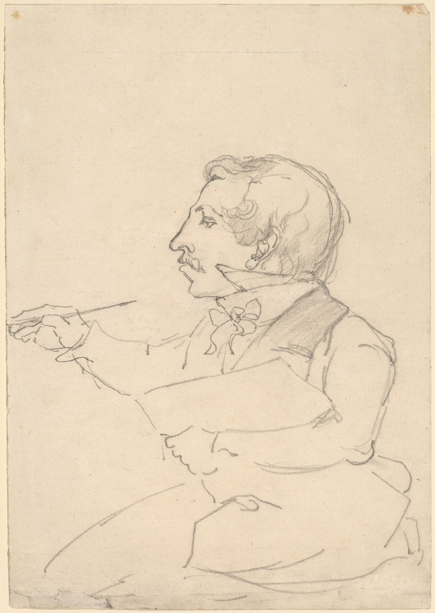 Eastman Johnson Sketching by Emanuel Gottlieb Leutze (American, 1816 - 1868), 16X12"(A3)Poster Print