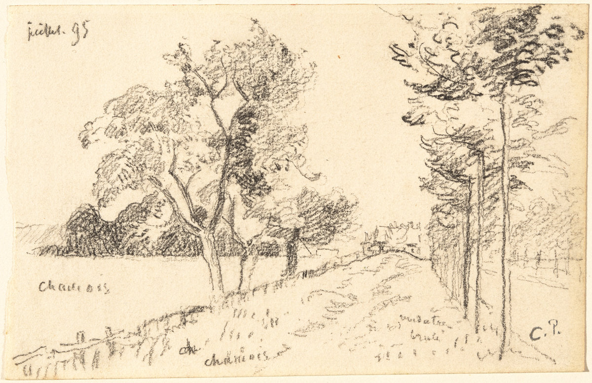 The Driveway by Camille Pissarro (French, 1830 - 1903), 16X12"(A3)Poster Print