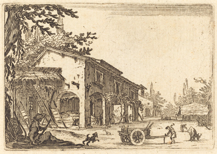 Courtyard of a Farm by Jacques Callot (French, 1592 - 1635), 16X12