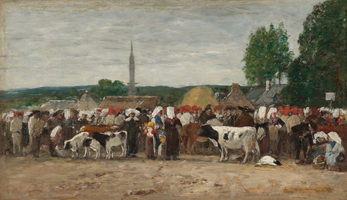 Fair in Brittany by Eugène Boudin (French, 1824 - 1898), 16X12"(A3)Poster Print