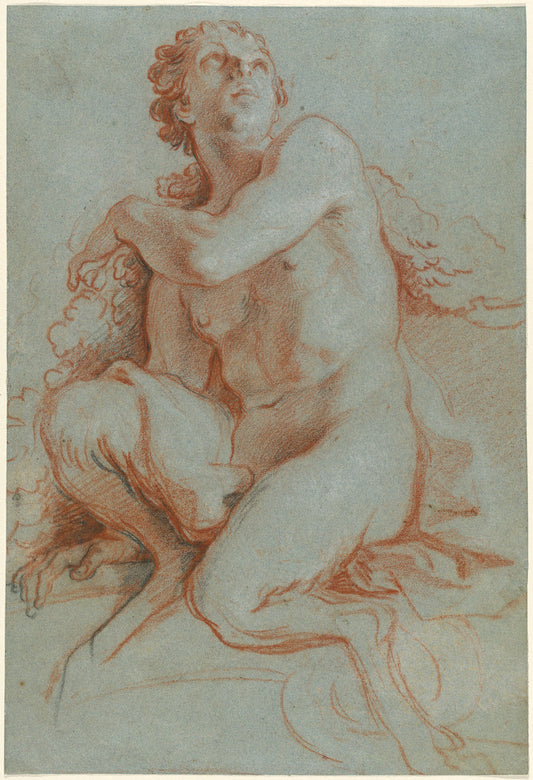 Seated Faun by Louis de Boullogne the Younger (French, 1654 - 1733), 16X12"(A3)Poster Print