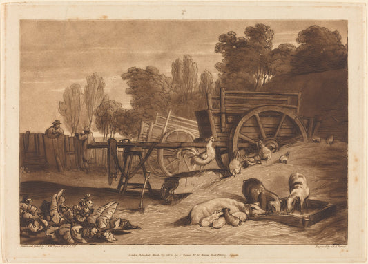 The Farm-yard with the Cock by Joseph Mallord William Turner and Charles Turner (British, 1775 - 1851), 16X12"(A3)Poster Print