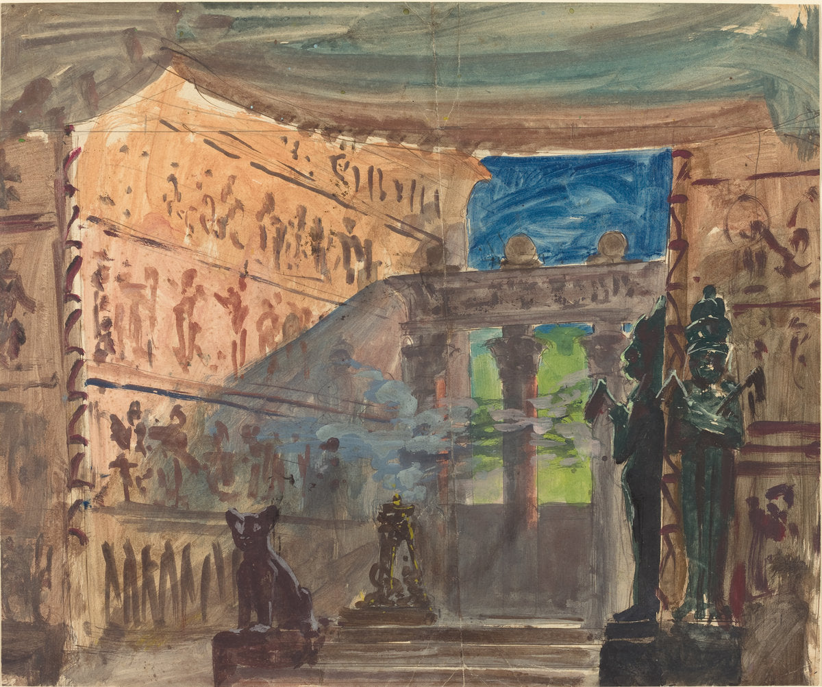 Interior of an Ancient Egyptian Temple by Robert Caney (British, 1847 - 1911), 16X12"(A3)Poster Print