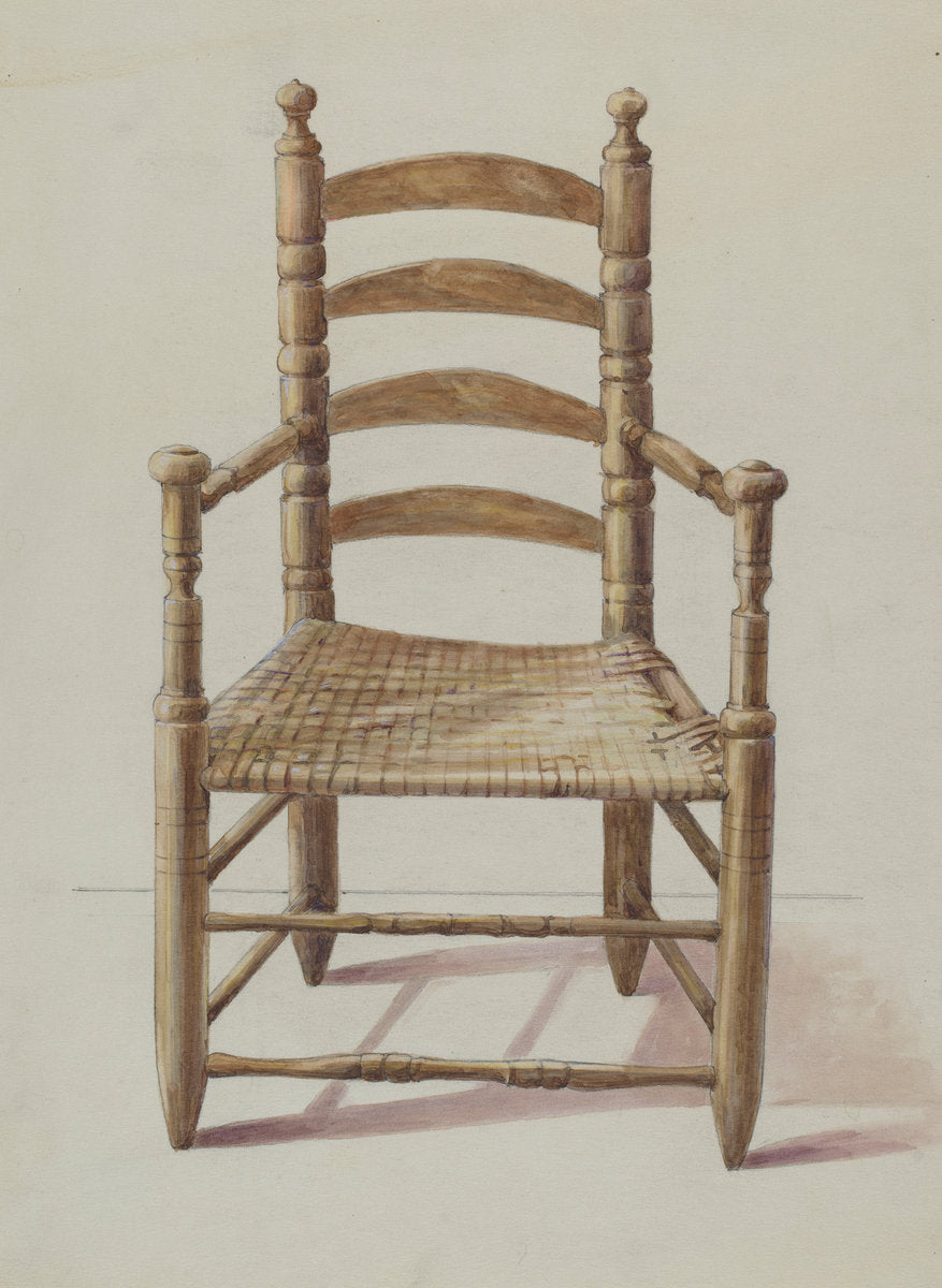1935/1942 by American 20th Century (Ladder Back Chair), 16X12"(A3)Poster Print