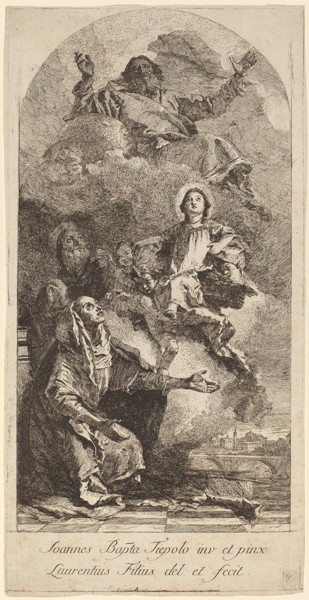 The Vision of Saint Anne by Lorenzo Baldissera Tiepolo after Giovanni Battista Tiepolo (Italian, 1736 - 1776), 16X12"(A3)Poster Print