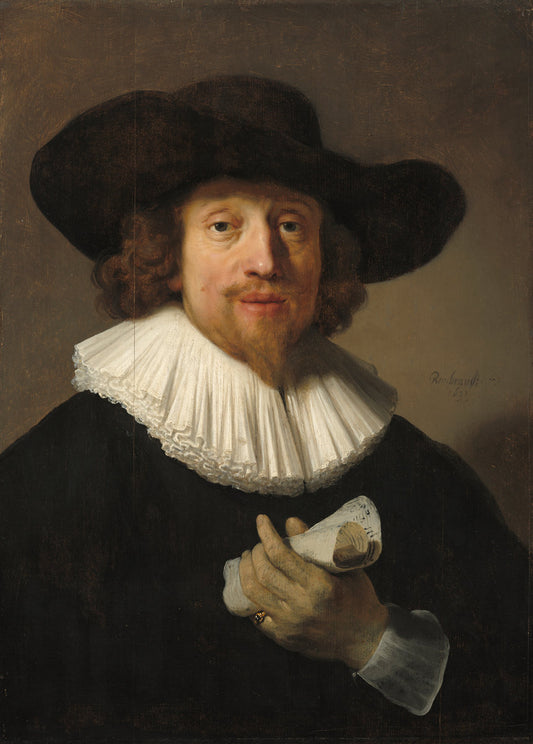 Man with a Sheet of Music by Rembrandt van Rijn (Dutch, 1606 - 1669), 16X12"(A3)Poster Print