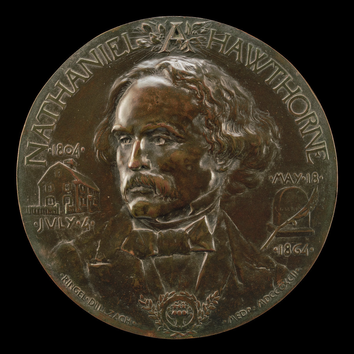 Nathaniel Hawthorne, 1804-1864, Author by Jean Désiré Ringel d'Illzach (French, 1847 - 1916), 16X12"(A3)Poster Print