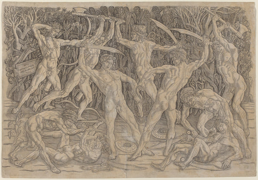 Battle of the Nudes by Antonio del Pollaiuolo (Italian, c. 1431 - 1498), 16X12"(A3)Poster Print