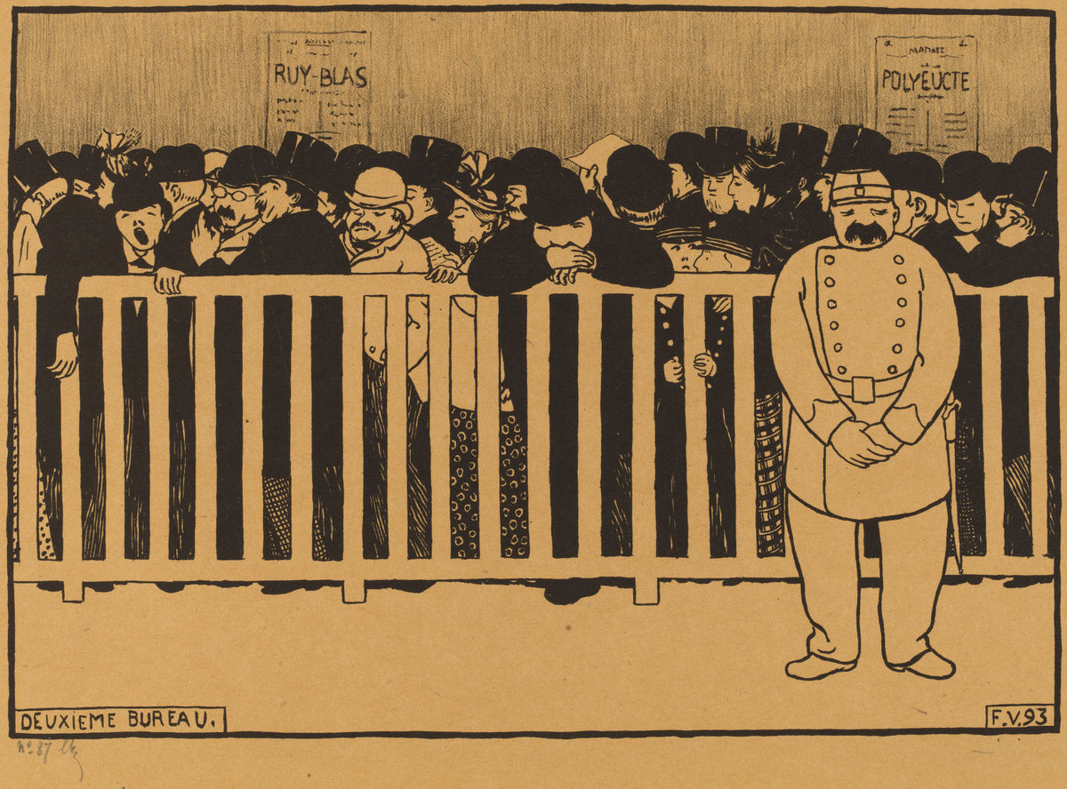 Deuxieme Bureau (Box Office) by Félix Vallotton (Swiss, 1865 - 1925), 16X12"(A3)Poster Print