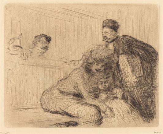 The Lawyer Talking to the Prisoner (first plate) by Jean-Louis Forain (French, 1852 - 1931), 16X12"(A3)Poster Print