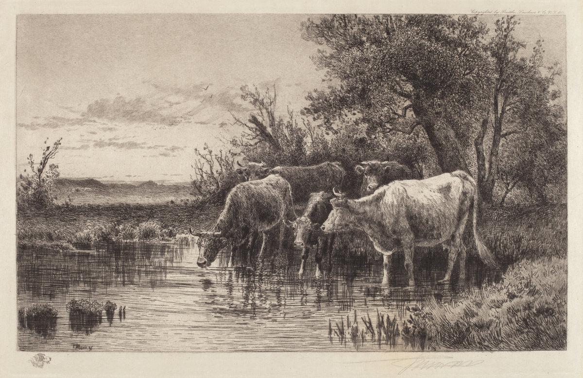 The Evening Hour by Peter Moran (American, 1841 - 1914), 16X12"(A3)Poster Print