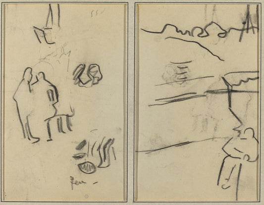 Group of Human Forms; A Man Seated [recto] by Paul Gauguin (French, 1848 - 1903), 16X12"(A3)Poster Print