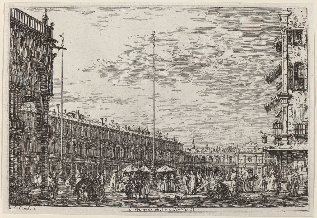 Le Procuratie niove e S. Ziminian V. by Canaletto (Italian, 1697 - 1768), 16X12"(A3)Poster Print