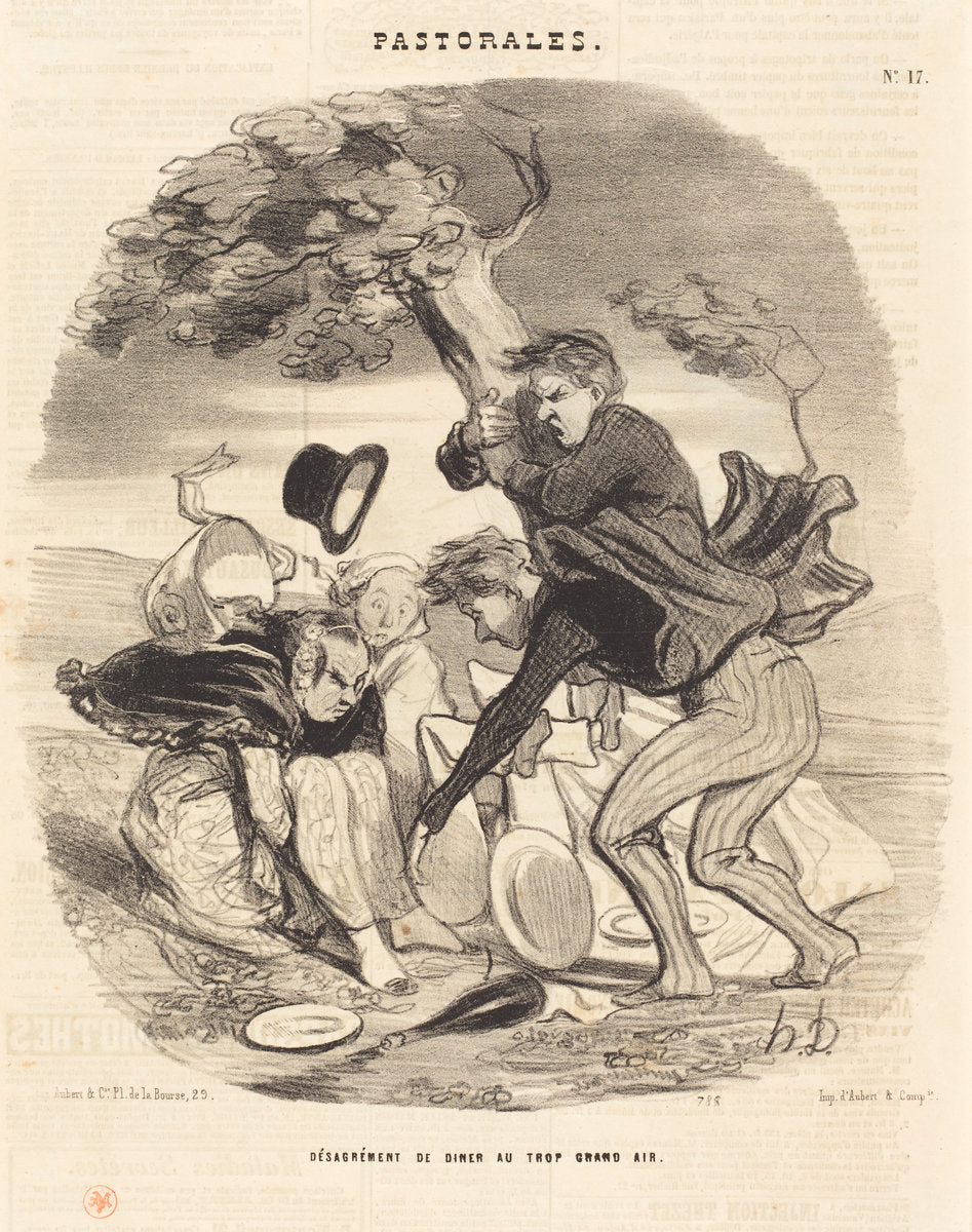 Désagrément de diner au trop grand air by Honoré Daumier (French, 1808 - 1879), 16X12"(A3)Poster Print