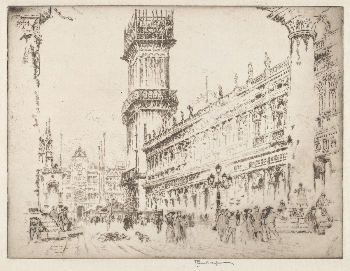 Rebuilding the Campanile, Venice, No.II by Joseph Pennell (American, 1857 - 1926), 16X12"(A3)Poster Print