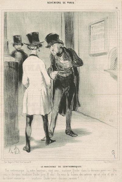 Le marchand de contremarques by Honoré Daumier (French, 1808 - 1879), 16X12"(A3)Poster Print