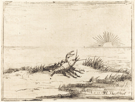 Crayfish Looking at the Sun by Jacques Callot (French, 1592 - 1635), 16X12"(A3)Poster Print