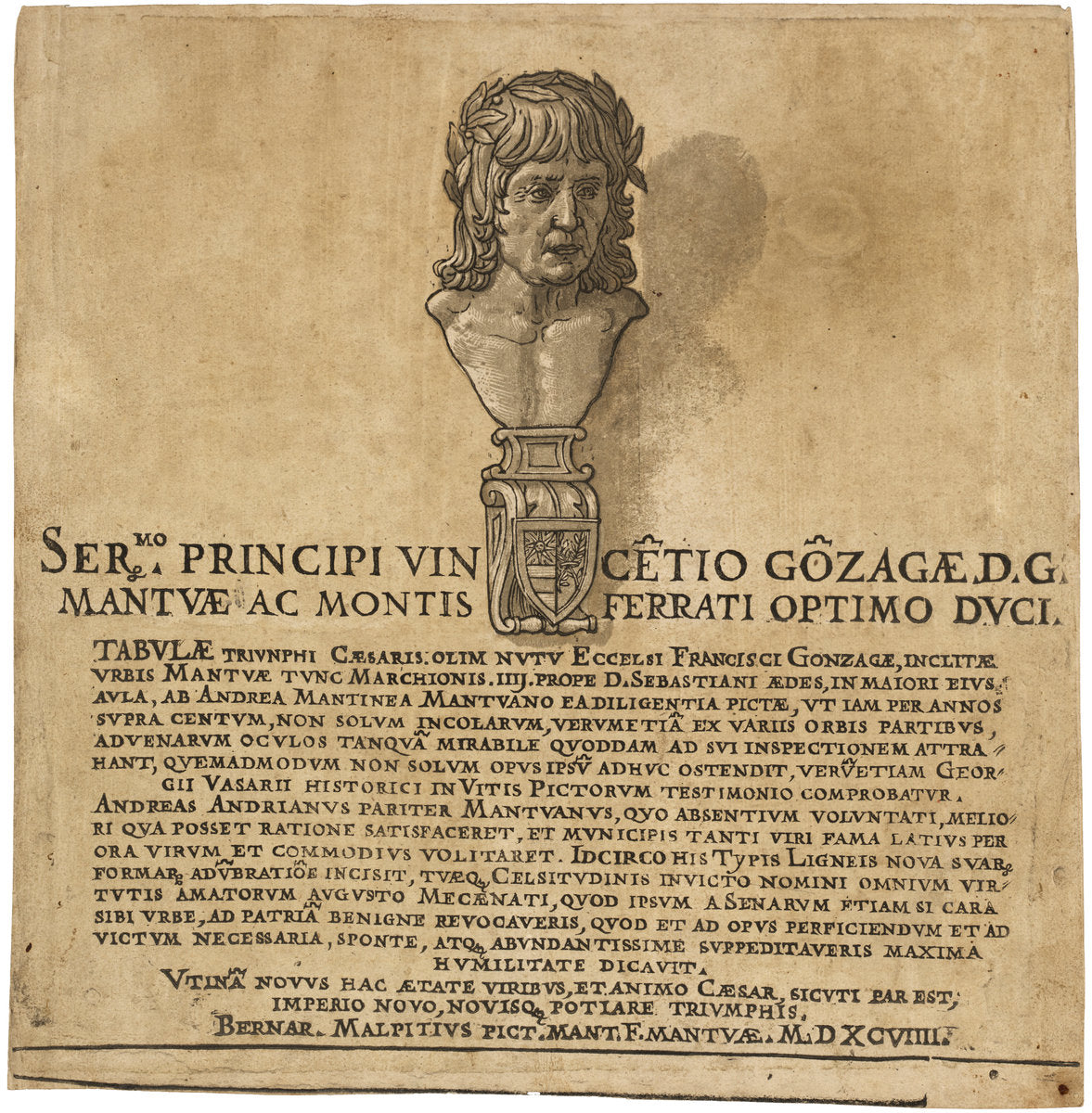The Triumph of Julius Caesar: Title Page by Andrea Andreani after Andrea Mantegna (Italian, 1558/1559 - 1629), 16X12"(A3)Poster Print