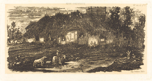 The Farmyard by Rodolphe Bresdin (French, 1822 - 1885), 16X12"(A3)Poster Print