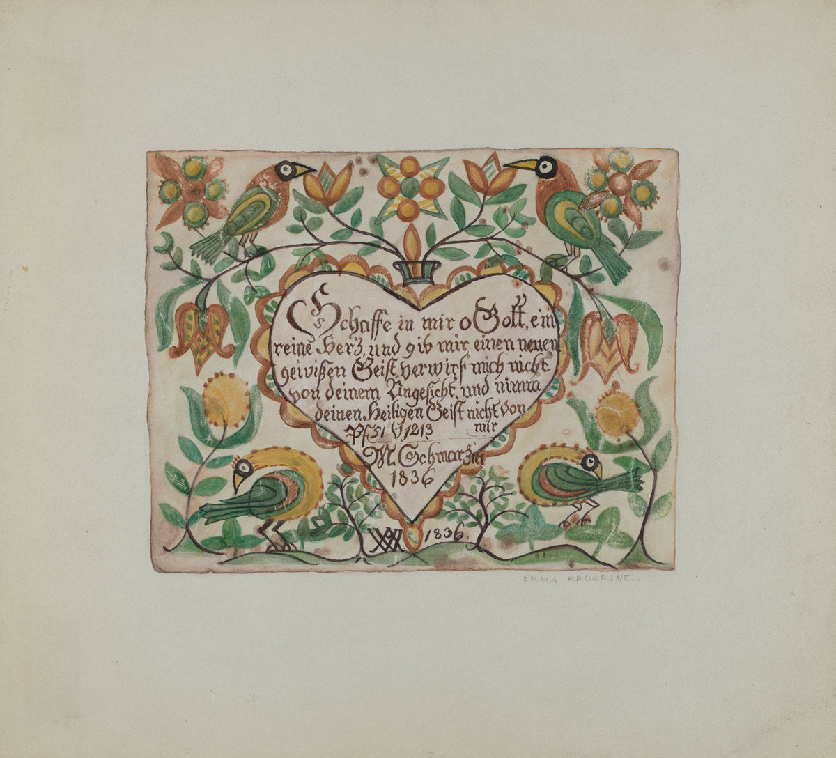 Illuminated Psalm by Emma M. Krumrine (American, active c. 1935), 16X12"(A3)Poster Print