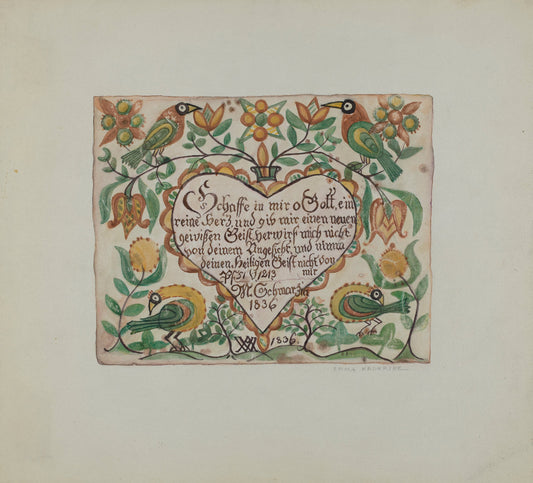 Illuminated Psalm by Emma M. Krumrine (American, active c. 1935), 16X12"(A3)Poster Print
